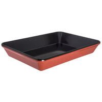 Carlisle 8920406 Designer Displayware Mosaic Black and Terra Cotta 14" x 10" Melamine Rectangular 4 Qt. Deli Crock - 4/Case