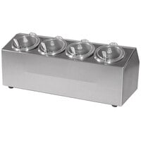 Steril-Sil CC-LTC-4SW 4-Compartment Insulated Stainless Steel Ice-Cooled Condiment Dispenser with 30 oz. Containers