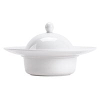CAC RCN-140 Sushi Signature 9.5 oz. New Bone White Porcelain Pasta Bowl with Lid   - 12/Case