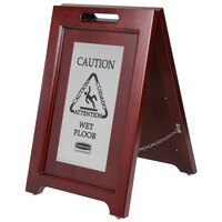 Rubbermaid 1867508 23 1/2" 2-Sided Wooden Stainless Steel Executive Wet Floor Sign