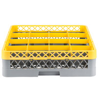 Noble Products 16-Compartment Gray Full-Size Glass Rack with Yellow Extender - 19 3/8 inch x 19 3/8 inch x 5 3/4 inch