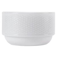 CAC BST-4 Boston 7.5 oz. Super Bright White Embossed Stacking Porcelain Nappie Bowl - 36/Case