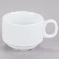 CAC BST-35 Boston 3.5 oz. Super Bright White Embossed Porcelain Cup - 36/Case