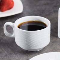 CAC BST-35 Boston 3.5 oz. Super Bright White Embossed Porcelain Cup - 36/Case