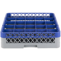 Noble Products 25-Compartment Gray Full-Size Glass Rack with Blue Extender - 19 3/8 inch x 19 3/8 inch x 5 3/4 inch