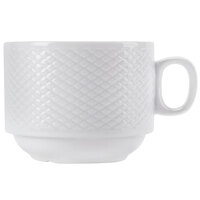 CAC BST-1-S Boston 8 oz. Super Bright White Embossed Porcelain Stacking Cup - 36/Case