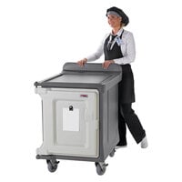 Cambro MDC1520S10HD191 10-Tray Granite Gray Low Profile Meal Delivery Cart with Heavy Duty Casters
