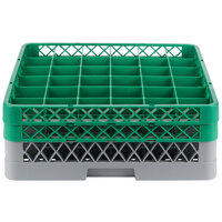 Noble Products 36-Compartment Gray Full-Size Glass Rack with 2 Green Extenders - 19 3/8 inch x 19 3/8 inch x 7 1/4 inch