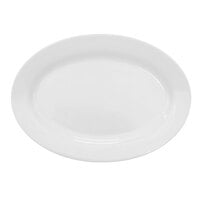 CAC HMY-12 Harmony 10 5/8 inch X 7 3/4 inch Super White Porcelain Platter - 24/Case
