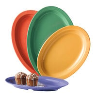 GET OP-610-MIX Creative Table 10" x 6 3/4" Assorted Colors Melamine Oval Platter Set - 24/Case