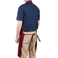 Chef Revival Burgundy Poly-Cotton Customizable Bib Apron with 1 Pocket - 34 inch x 28 inch