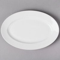 CAC HMY-13 Harmony 11 3/4 inch X 8 inch Super White Porcelain Platter - 12/Case