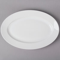 CAC HMY-51 Harmony 15 5/8 inch X 10 5/8 inch Super White Porcelain Platter - 12/Case