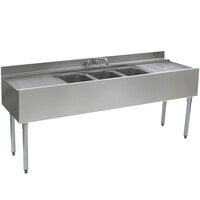 Eagle Group B7C-22 84 inch Underbar Sink with Three Compartments and Two Drainboards
