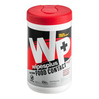 WipesPlus 7" x 9" 100-Count No-Rinse Food Contact Surface Sanitizing Wipes Canister - 12/Case