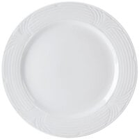CAC CRO-7 Corona 7 1/2 inch Super Bright White Embossed Round Porcelain Plate - 36/Case