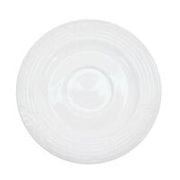 CAC CRO-2 Corona 6 inch Super Bright White Embossed Porcelain Saucer - 36/Case