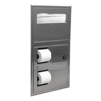Bobrick B-35745 Recessed Toilet Seat-Cover and Toilet Tissue Dispenser with Sanitary Napkin Disposal - 17 3/16" x 3 15/16" x 30 5/8"