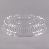 Visions 12" Clear PET Plastic Round Catering Tray Low Dome Lid - 5/Pack