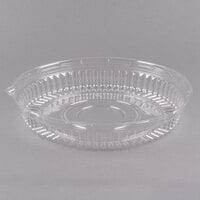 Visions 12 inch Clear PET Plastic Round Catering Tray Low Dome Lid - 5/Pack