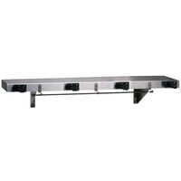 Bobrick B-224 36 inch Stainless Steel Shelf with 4 Broom Holders and Rag Hooks - 36 inch x 8 inch