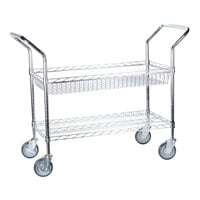 Regency Chrome 1 Shelf and 1 Basket Utility Cart - 18" x 36"