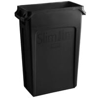 Rubbermaid FG354060BLA 92 Qt. / 23 Gallon Slim Jim Black Rectangular Trash Can