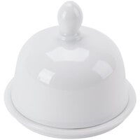 CAC BUT-1 Gourmet 1 oz. Bright White Porcelain Butter Dish with Lid - 24/Case