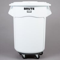 Rubbermaid White 55 Gallon Round Mobile Brute Trash Can Kit