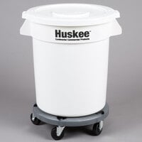 Continental Huskee 27420IBKIT 20 Gallon White Trash Can, Lid, and Dolly Kit