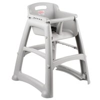 Rubbermaid FG781408PLAT Platinum Sturdy Chair Restaurant High Chair without Wheels (Ready to Assemble)