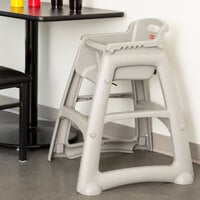 Rubbermaid FG781408PLAT Platinum Sturdy Chair Restaurant High Chair without Wheels (Ready to Assemble)