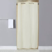 Hookless HBH10GA054274 Beige Stall Size 10-Gauge Vinyl Shower Curtain with Matching Flat Flex-On Rings and Weighted Corner Magnets - 42 inch x 74 inch
