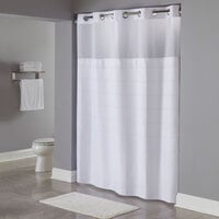 Hookless HBH20MPT01SL White RePET One PLANET Alexandria Shower Curtain with Chrome Raised Flex-On Rings, It's A Snap! RePET Liner with Magnets, and Poly-Voile Translucent Window - 71 inch x 77 inch