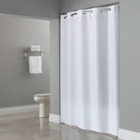 Hookless HBH40PLW01L White ADA Size Plainweave Shower Curtain with Matching Flat Flex-On Rings and Weighted Corner Magnets - 71 inch x 80 inch
