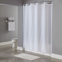 Hookless HBH04PDT01L White 8-Gauge Pin Dot Shower Curtain with Matching Flat Flex-On Rings and Weighted Corner Magnets - 71" x 77"