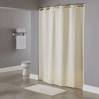 Hookless HBH04PDT05 Beige 8-Gauge Pin Dot Shower Curtain with Matching Flat Flex-On Rings and Weighted Corner Magnets - 71 inch x 74 inch