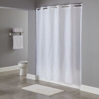 Hookless HBH04PDT01 White 8-Gauge Pin Dot Shower Curtain with Matching Flat Flex-On Rings and Weighted Corner Magnets - 71 inch x 74 inch