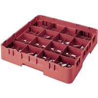 Cambro 16S418416 Camrack 4 1/2 inch High Customizable Cranberry 16 Compartment Glass Rack