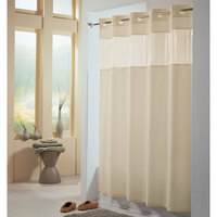 Hookless HBH49PEH05 Beige View From The Top Shower Curtain with Matching Flat Flex-On Rings, Weighted Corner Magnets, and Vinyl Window - 71 inch x 74 inch