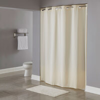 Hookless HBH04PDT05L Beige 8-Gauge Pin Dot Shower Curtain with Matching Flat Flex-On Rings and Weighted Corner Magnets - 71 inch x 77 inch