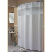 Hookless HBH52H101X White Mini Waffle Shower Curtain with Ring Concealing Header, It's A Snap! Polyester Liner with Magnets, and Poly-Voile Translucent Window - 71 inch x 77 inch
