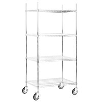 Regency 24 inch x 36 inch NSF Chrome 4-Shelf Kit with 64 inch Posts and Casters