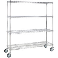 Regency 18 inch x 60 inch NSF Chrome 4-Shelf Kit with 64 inch Posts and Casters