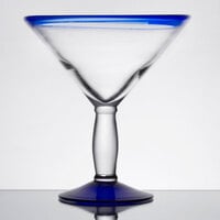 Libbey Aruba 24 oz. Customizable Martini Glass with Cobalt Rim and Base - 12/Case