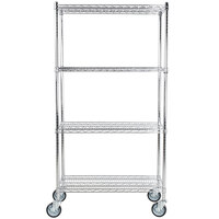 Regency 18 inch x 36 inch NSF Chrome 4-Shelf Kit with 64 inch Posts and Casters