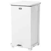 Rubbermaid FGST12EPLWH The Defenders 6.5 Gallon Steel White Square Medical Step Can with Rigid Plastic Liner
