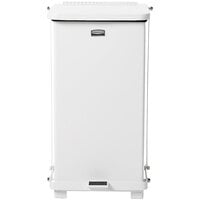 Rubbermaid FGST12EPLWH The Defenders 6.5 Gallon Steel White Square Medical Step Can with Rigid Plastic Liner
