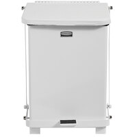 Rubbermaid FGST7EPLWH The Defenders 7 Gallon Steel White Square Medical Step Can with 4 Gallon Rigid Plastic Liner