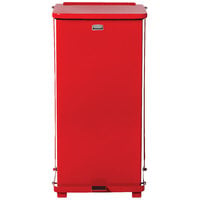 Rubbermaid FGST24EPLRD The Defenders 13 Gallon Steel Red Square Medical Step Can with Rigid Plastic Liner